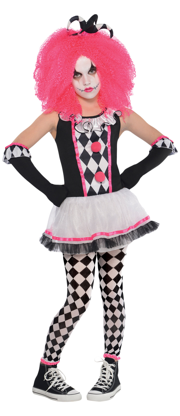 Girls Harlequin Sweetie Clown Halloween Circus Costume