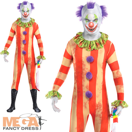 Men's Scary Crazy Clown Halloween Jester Circus Costume