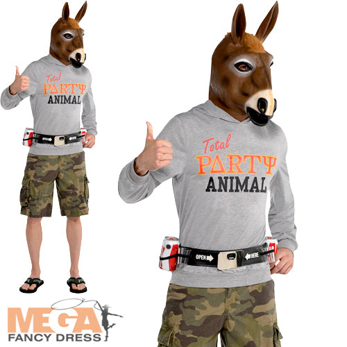 Mens Party Jackass Donkey Animal Funny Stag Do Costume