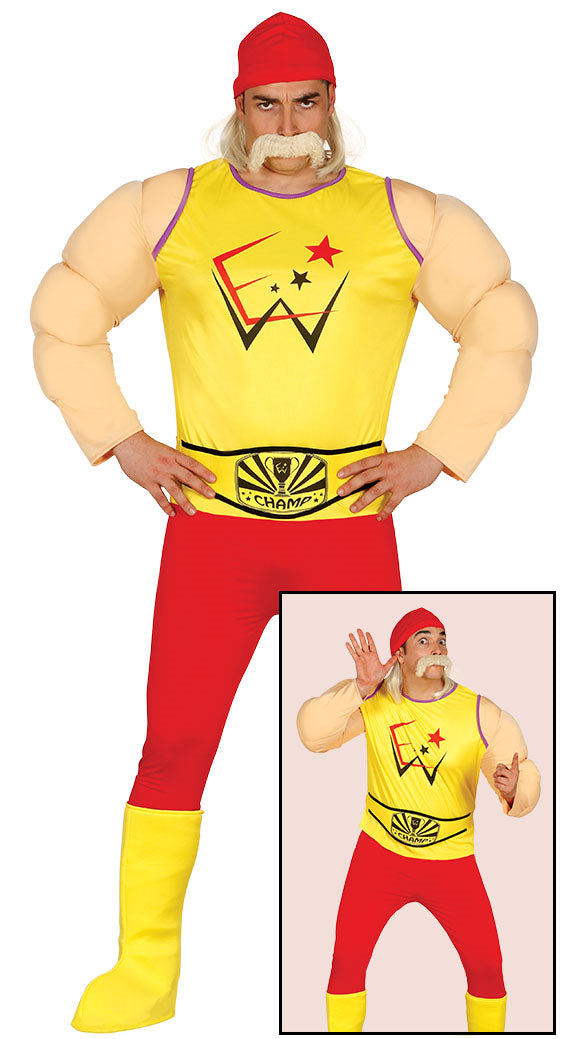 Adult Wrestler Hulkamania Inspired Mens Costume