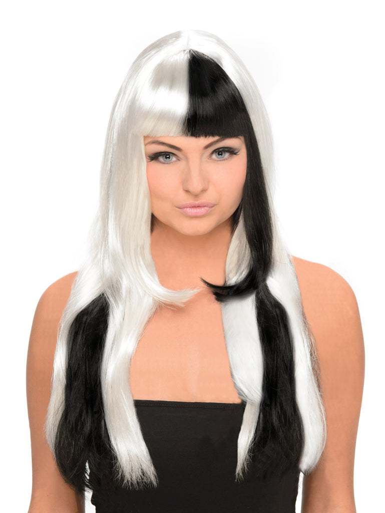 Black and White Monochrome Wig for Ladies Fashion Accessory