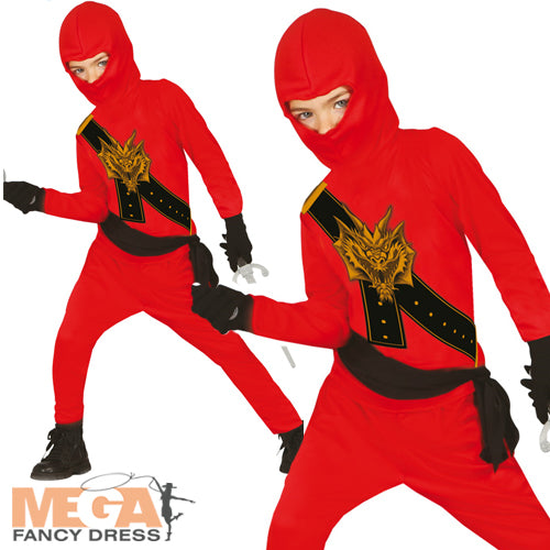 Kids Ninja Samurai Warrior Assassin Boys Halloween Fancy Dress Costume