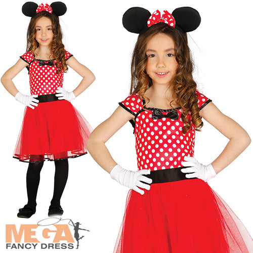 Girls Little Mouse Cartoon Animal Fancy Dress Costume + Ears