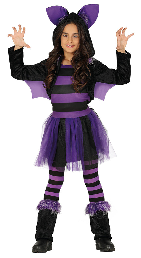 Girls Spooky Bat Fancy Dress Halloween Vampire Animal Costume