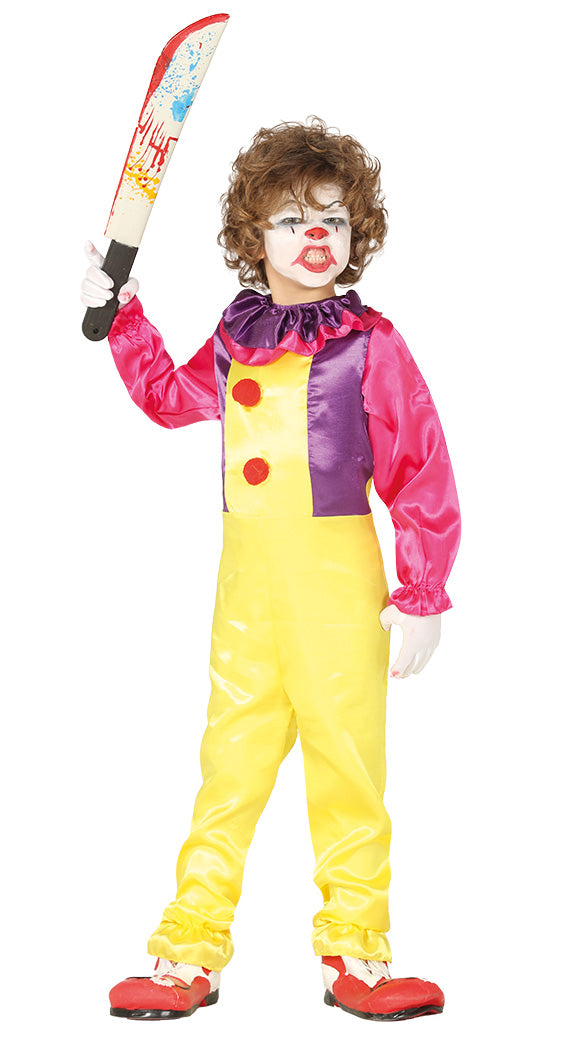Sinister Evil Clown Kids Fancy Dress Costume