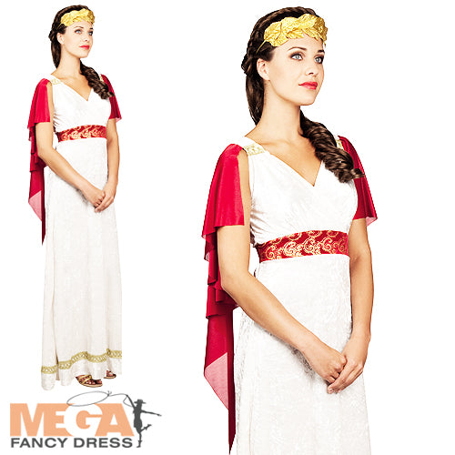 Ladies Roman Goddess Fancy Dress Grecian Historical Costume