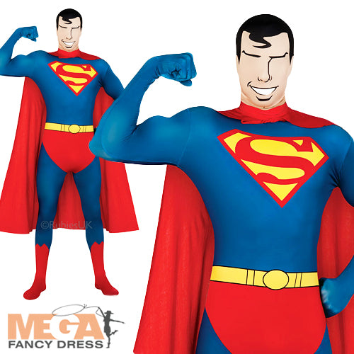 Men's DC Superhero Superman Lycra 2nd Skin Bodysuit Costume