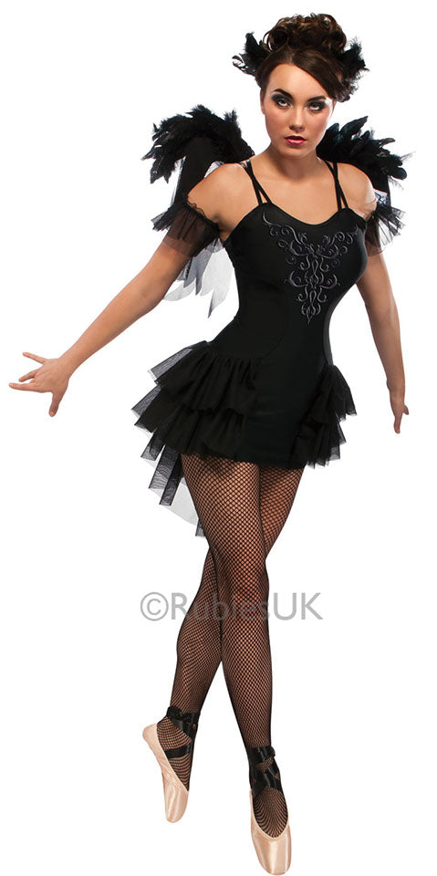 Ladies Black Swan Lake Ballerina Halloween Fancy Dress Costume