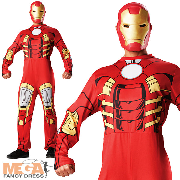 Men's Iron Man Avengers Superhero Movie Character Costume + Mask