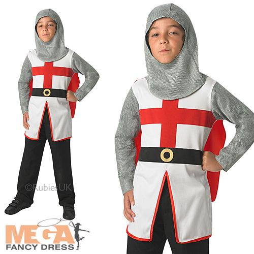 Boys St George Knight Fancy Dress Medieval Tudor Soldier Book Day Costume