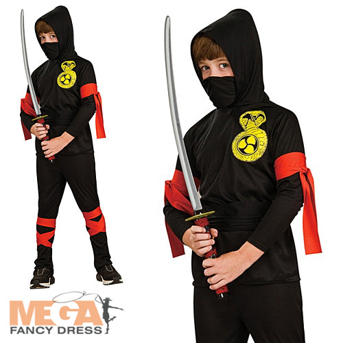 Stealthy Child Ninja Hooded Fancy Dress Costume