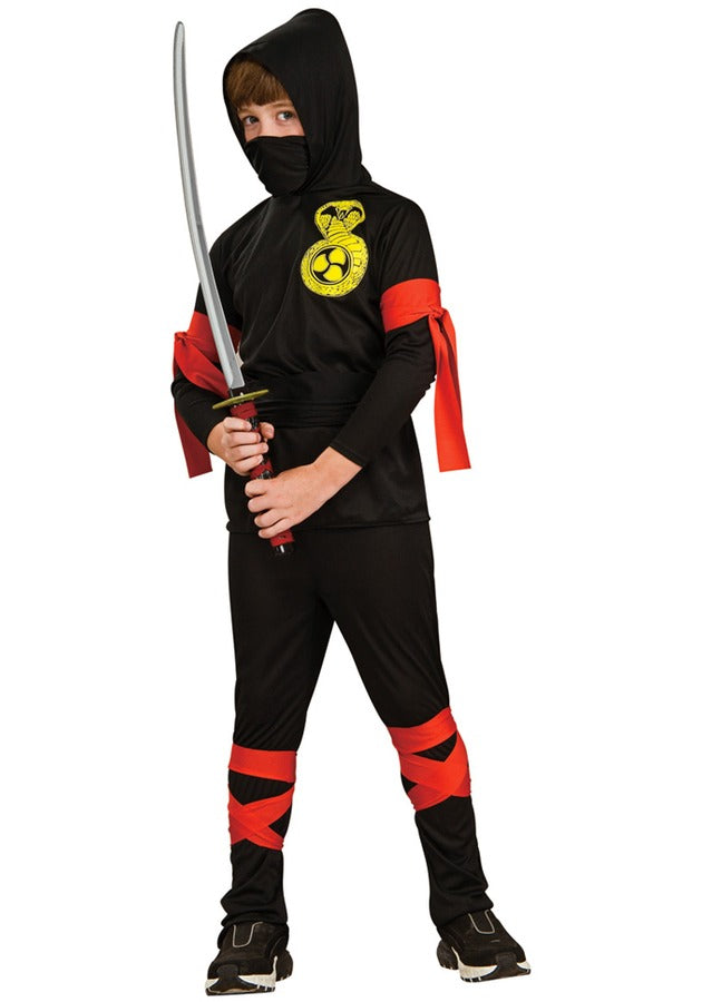 Stealthy Child Ninja Hooded Fancy Dress Costume