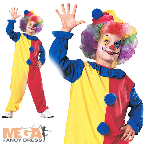 Kids Clown Circus Carnival Fancy Dress Costume with Hat