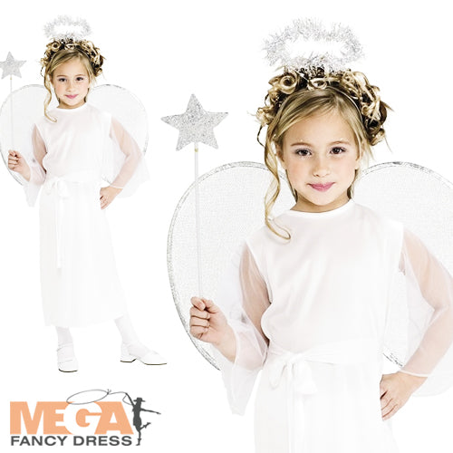 Girls Nativity Angel + Halo Christmas Costume