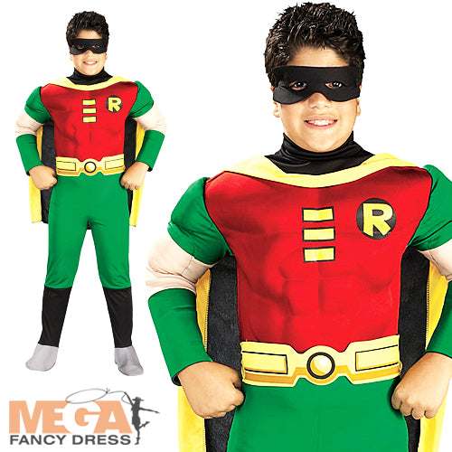 Boys Teen Titans Deluxe Muscle Chest Robin Costume