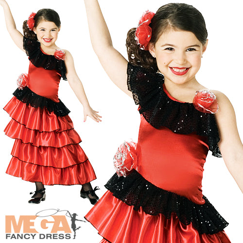 Girls Red Spanish Senorita Costume