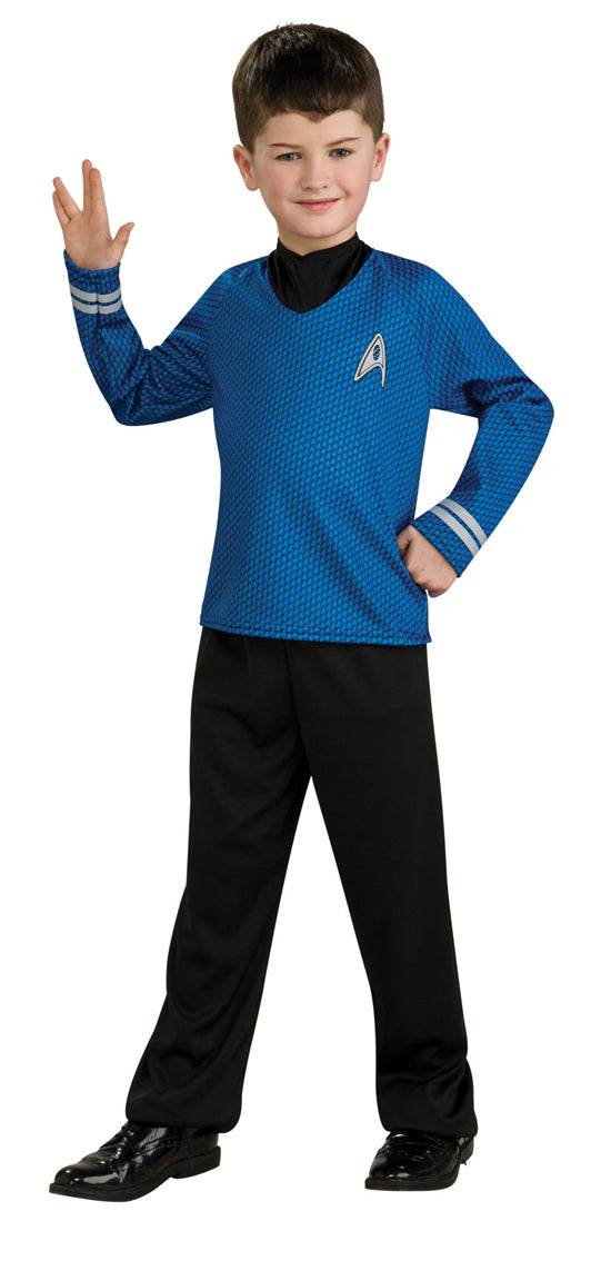 Boys Space Movie Star Trek Spock Blue Shirt Fancy Dress Costume