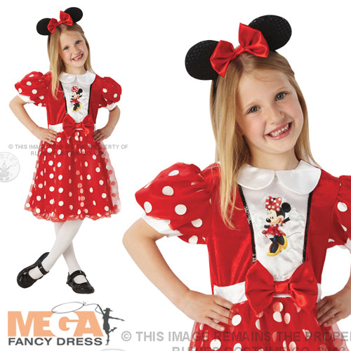 Girls Red Glitz Minnie Mouse Party Costume