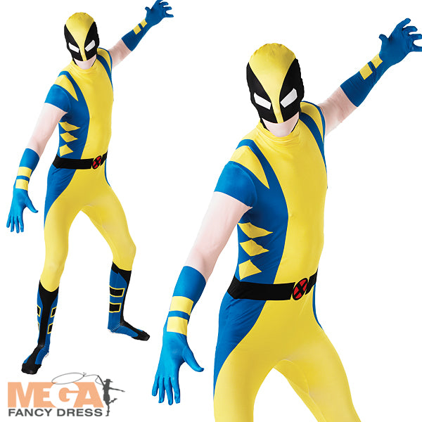 Mens Wolverine X-Men 2nd Skin Body Suit Fancy Dress Superhero Halloween Costume