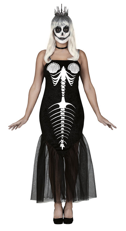 Ladies Skull Mermaid Halloween Skeleton Fairy Tale Horror Costume