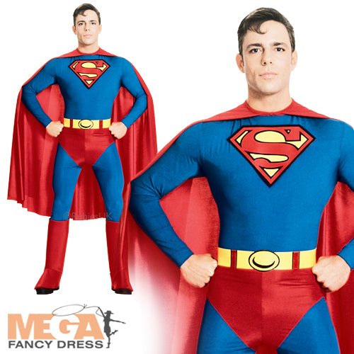 Mens Classic Superman Comic Book Superhero Costume