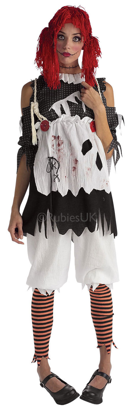 Ladies Rag Doll Halloween Spooky Dolly Fancy Dress Costume