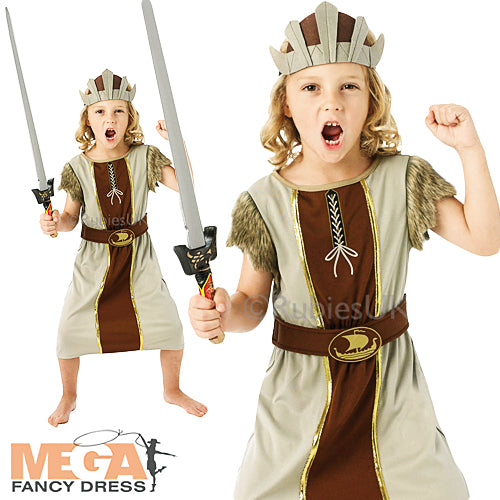Boys Viking Warrior Saxon World Book Day Fancy Dress Costume with Hat