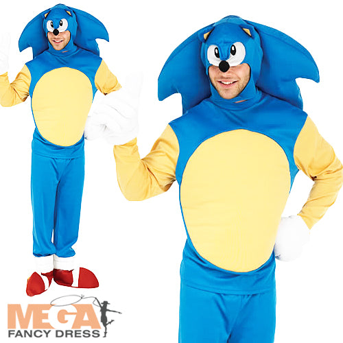 Mens Sonic The Hedgehog Fancy Dress 1990s Video Game TV Costume