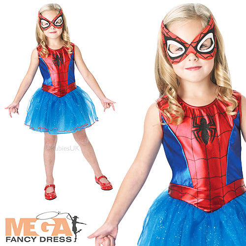 Girls Spidergirl Dress Fancy Dress Marvel Superhero Costume