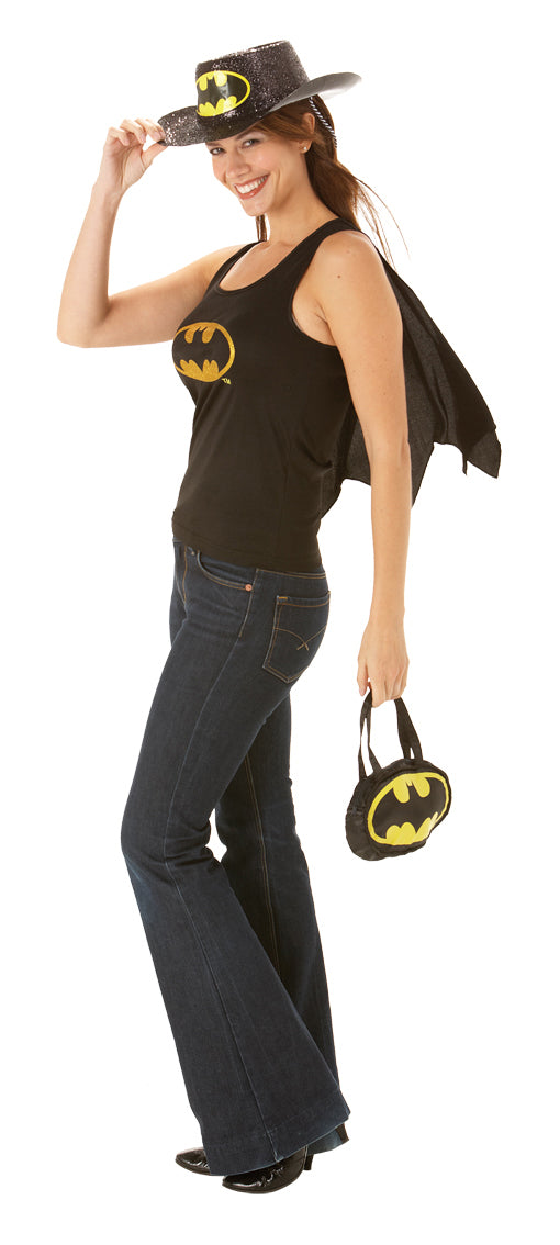 Ladies Bat Girl Top & Cape Comic Book Superhero Costume