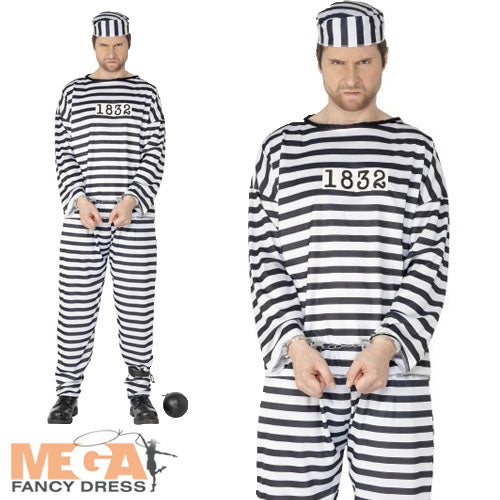Convict Prisoner Jailbird Mens Costume