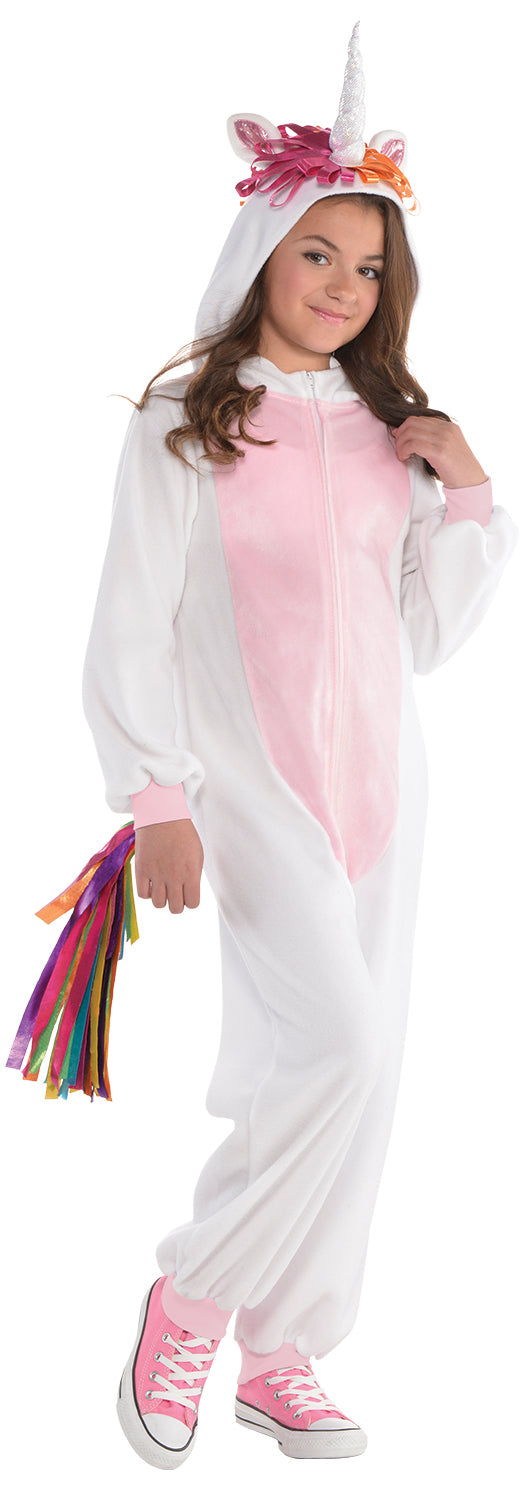 Girls Unicorn Fairy Tale Animal Fancy Dress Zipster Jumpsuit Costume