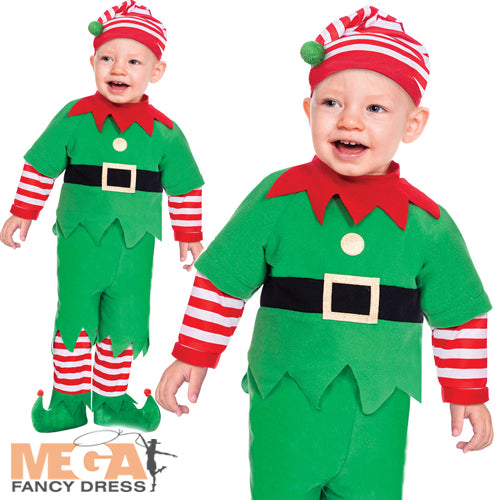 Baby Elf Suit Fancy Dress Santa's Little Helper Christmas Costume