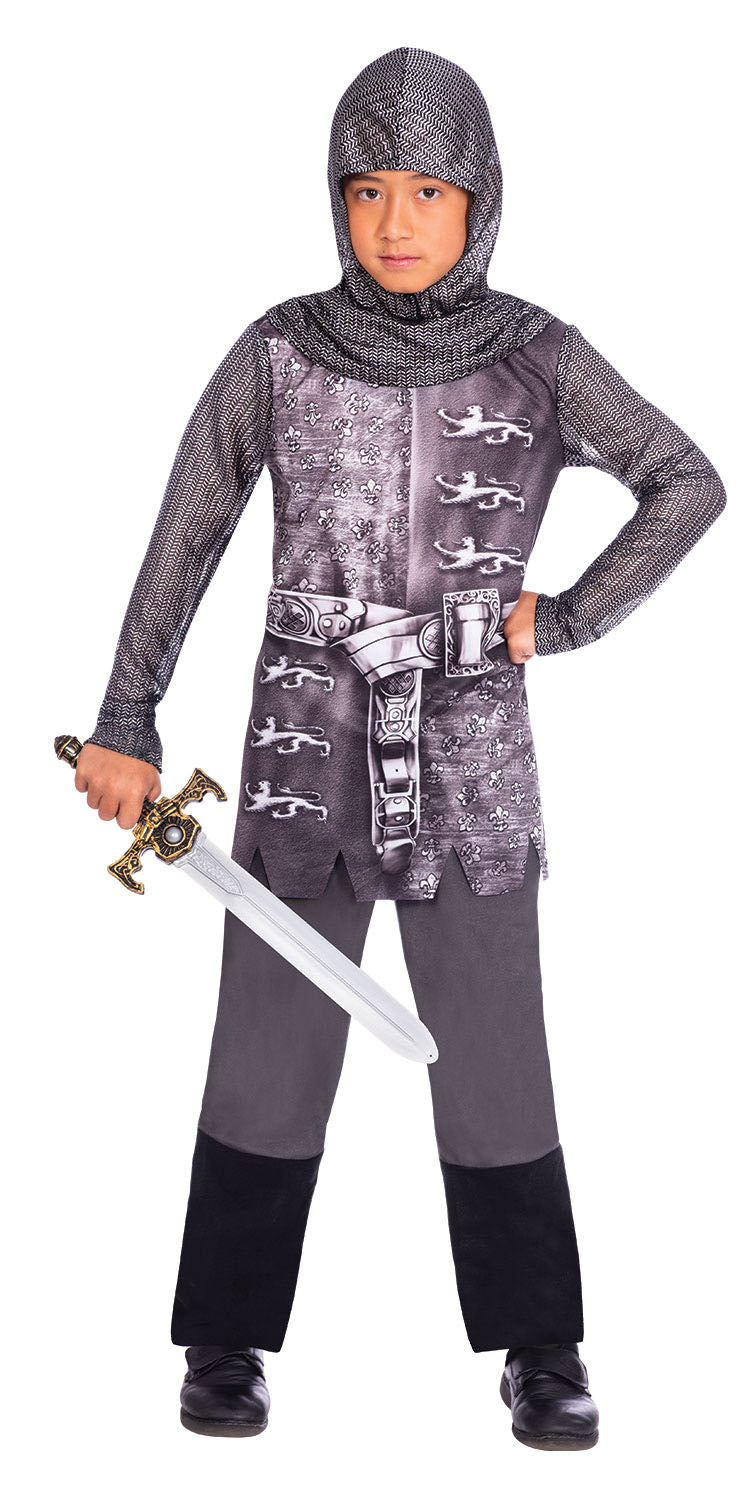Boys Gallant Knight Armoured Medieval Soldier Fancy Dress Costume