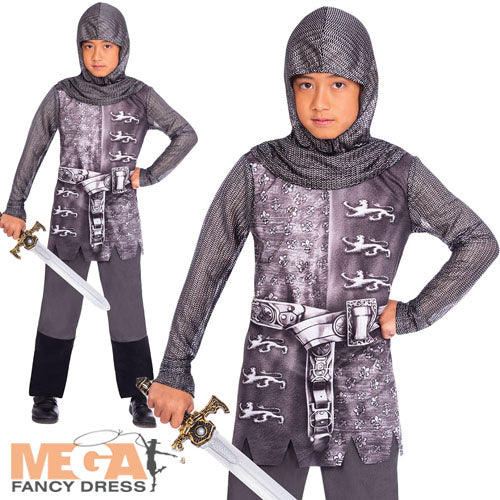 Boys Gallant Knight Armoured Medieval Soldier Fancy Dress Costume