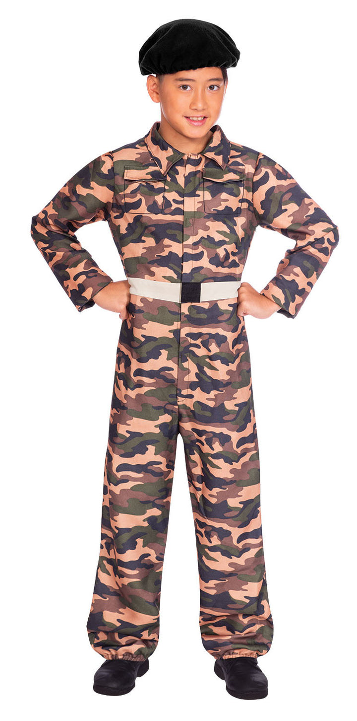 Boys Camo Soldier Fancy Dress Military Army Forces Uniform Costume