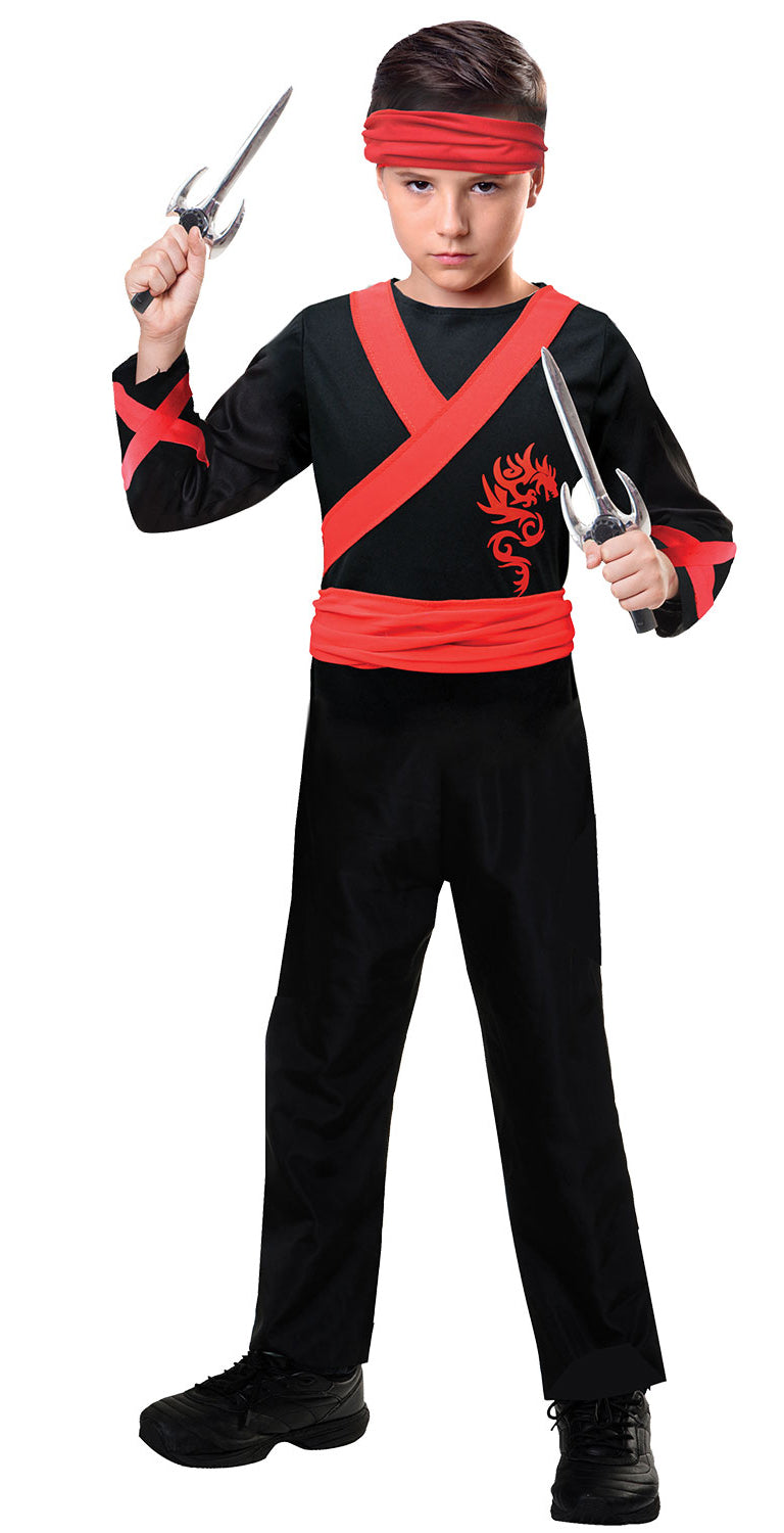 Boys Dragon Ninja Japanese Samurai Warrior Fancy Dress Costume