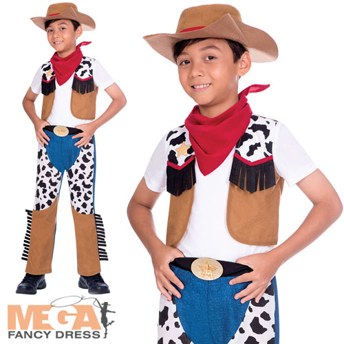 Boys Cowboy Wild Western Sheriff World Book Day Fancy Dress Costume