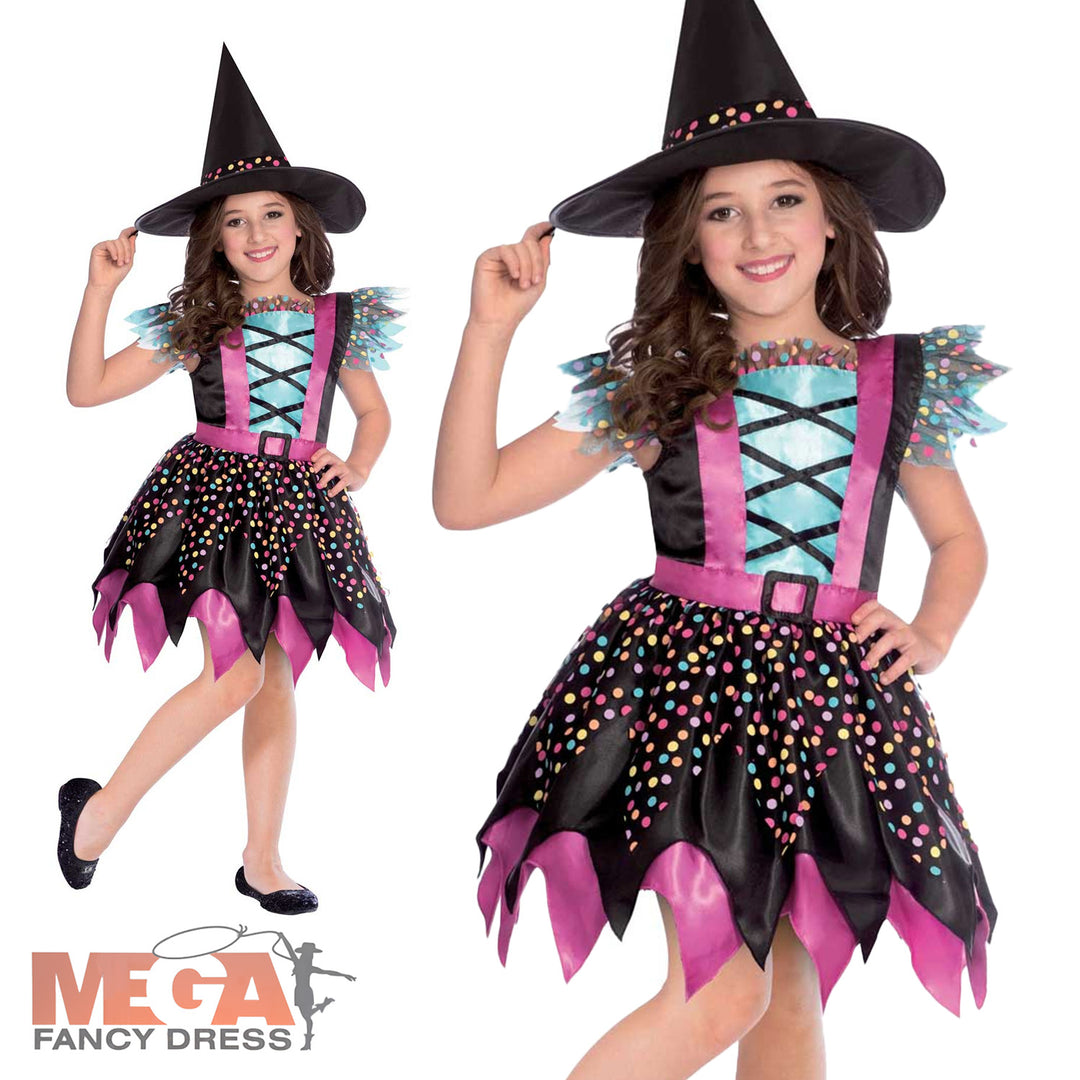 Girls Witch Spotted Skirt Costume