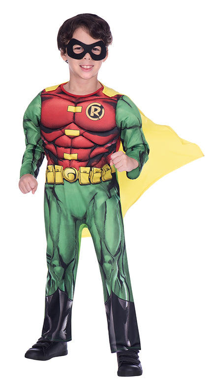 Boys Batman Comic Book Classic Robin Superhero Fancy Dress Costume