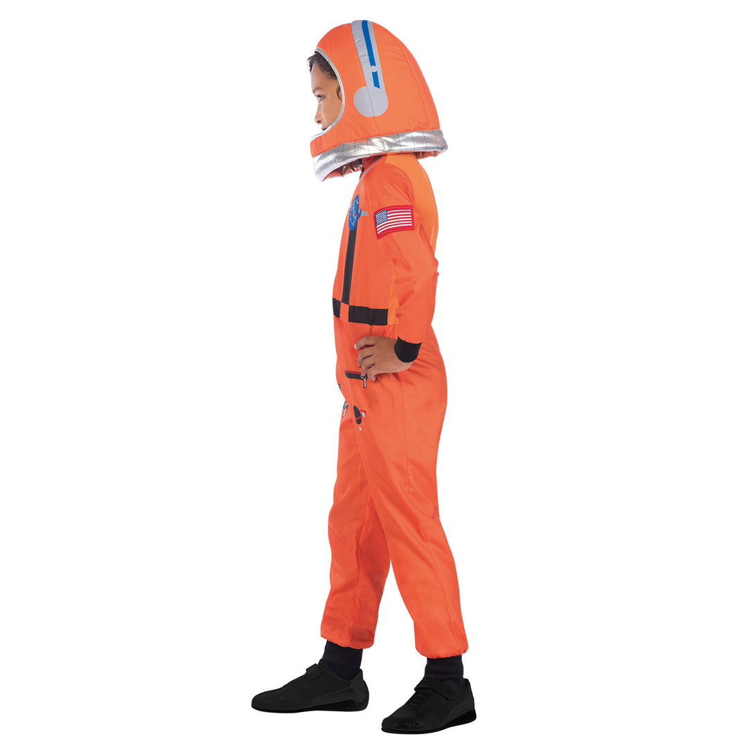 Kids Orange Space Suit Astronaut Uniform Spaceman Fancy Dress Costume