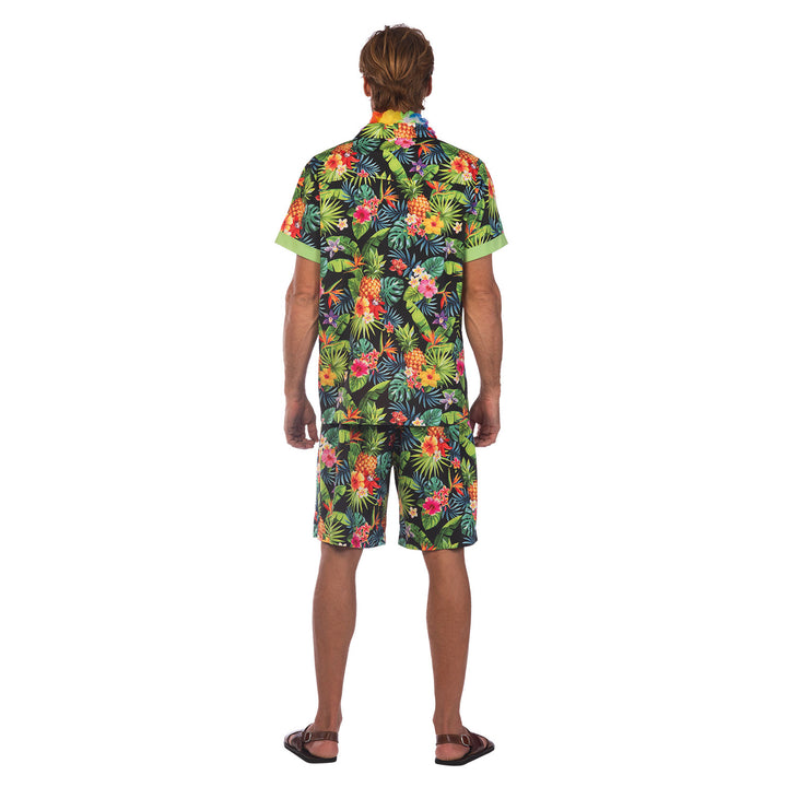 Mens Black Hawaiian Tropical Shirt Costume