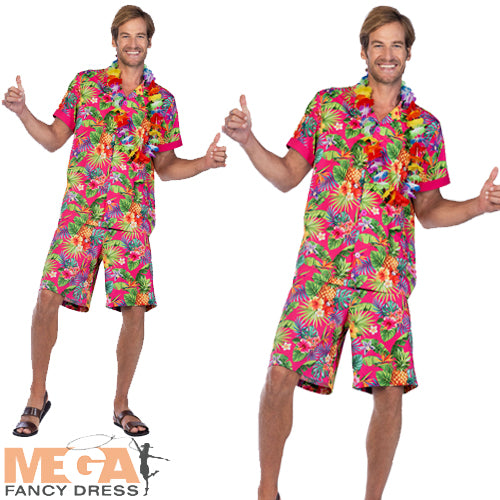 Mens Pink Hawaiian Tropical Shirt Costume