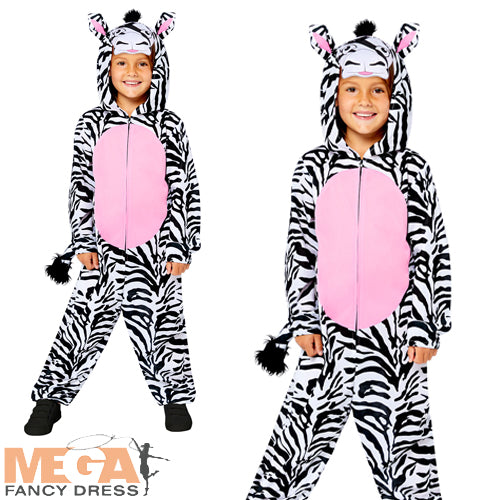 Kids Zoo Animal Zebra Character Jumpsuit World Book Day Costume