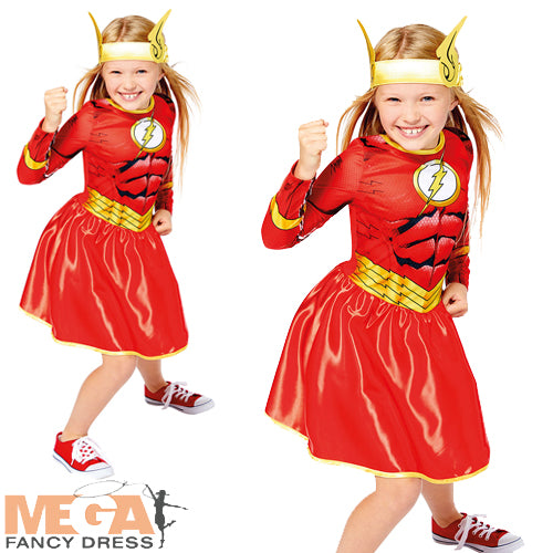 Girls The Flash Sustainable Fancy Dress Comic Book Superhero Costume