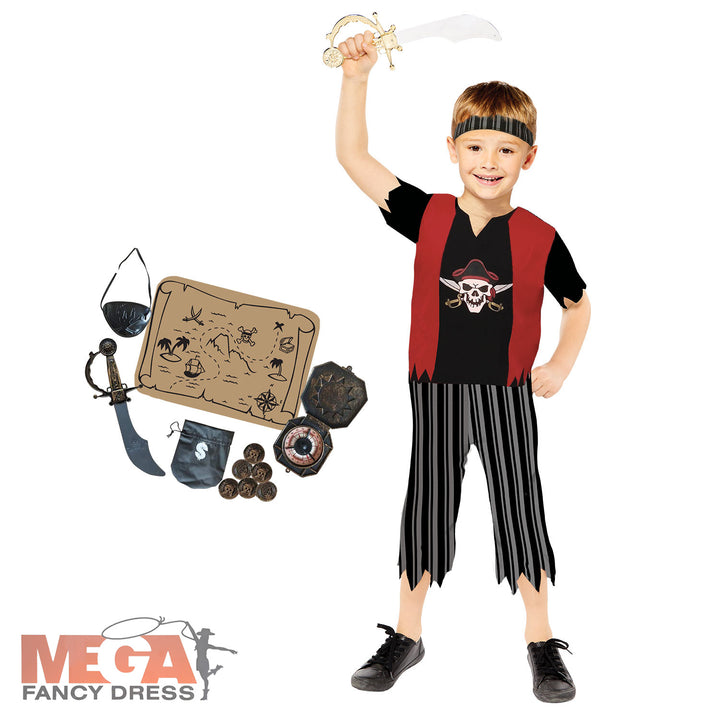 Kids Pirate Boy Costume and Accessory Complete Set