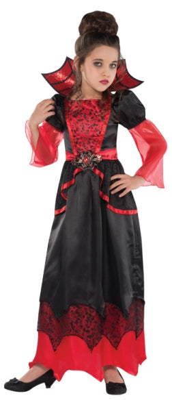 Girls Vampire Queen Halloween Vampiress Fancy Dress Costume