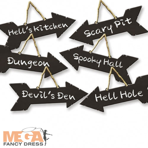 Halloween Direction Signs with Chalk Effects Spooky Decor