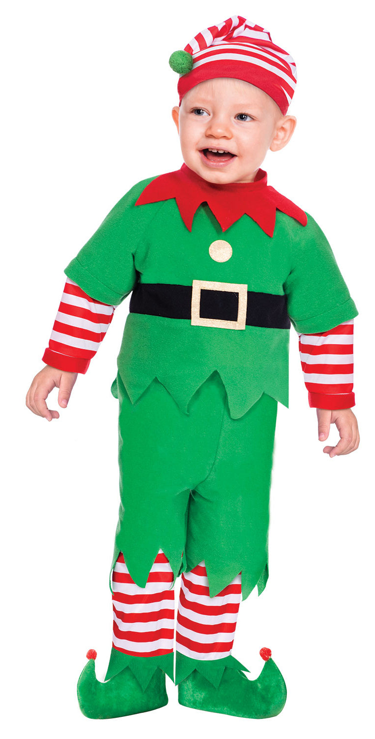 Baby Elf Suit Fancy Dress Santa's Little Helper Christmas Costume
