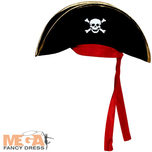 Pirate Hat with Gold Trim and Red Bandana